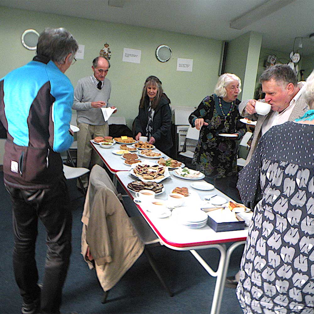 Moles Creative Writers, members taking a food break