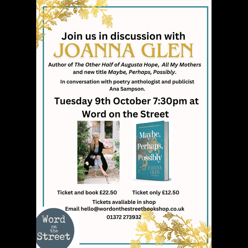 Promotional poster for Joanna Glen talk at Word on the Street Bookshop